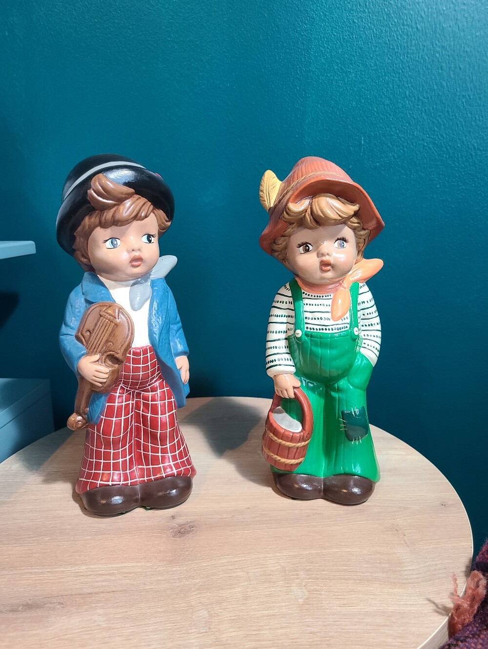 Vintage 60s 70s Hummel-Style Ceramic German Boys Figurines Set 11 inches